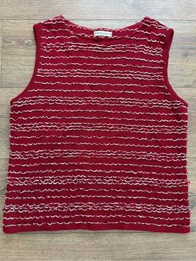 Karen Lessly Red Sweater Tank Top Women's Medium Wool Mohair Blend Vintage EUC